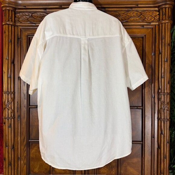 Ralph Lauren Chaps White 100% Cotton Crest Pocket Short Sleeve Button Down Shirt - Picture 2 of 12